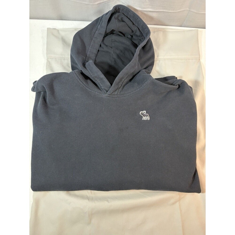 Abercrombie Kids Boys Black Relaxed Fit Pullover Hoodie Logo Pockets 17/18